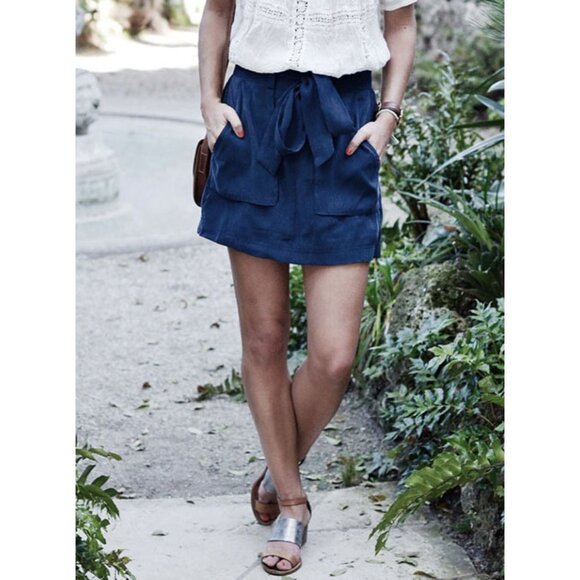 Old Navy Dresses & Skirts - Old Navy Tie-Belt Soft Skirt Midnight River Distressed Cargo Utility Belted Mini